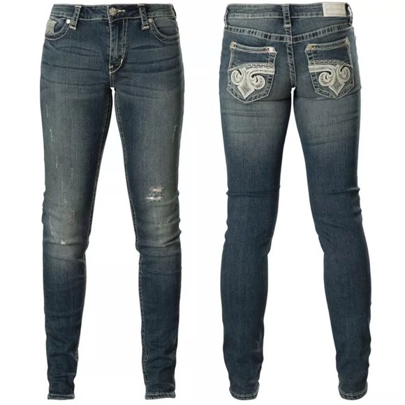 Affliction Denim - AFFLICTION Women's Denim Jeans JADE FLEUR GWEN Emb